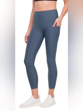 NWOT | GapFit Women's High Rise Ribbed Leggings w/ Pockets | Medium | Slate Grey